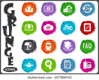 Post service grunge icons set for web sites and user interface