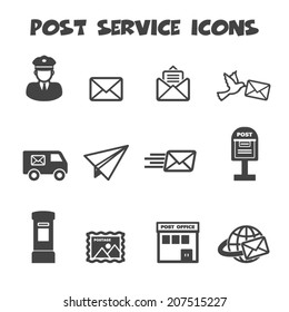 post service icons, mono vector symbols