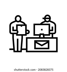 vector de icono de línea de servicio posterior. signo de servicio de envío. símbolo de contorno aislado ilustración negra
