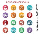 post service long shadow icons, flat vector symbols