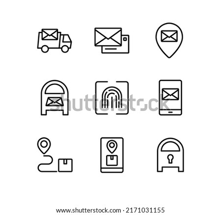 Post service, post office, package, location post simple thin line icon vector illustration 