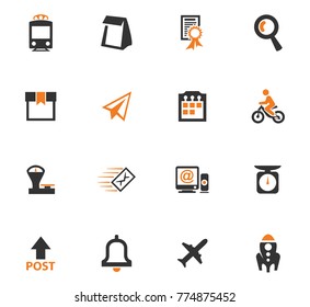 Post service orange icons set for web sites and user interface