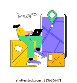 Post Service Tracking Abstract Concept Vector Illustration. Parcel Monitor, Track And Trace Your Shipment, Package Tracking Number, Express Delivery, Online Shopping, Mail Box Abstract Metaphor.