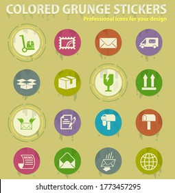 post service vector colored grunge icons with sweats glue for design web and mobile applications