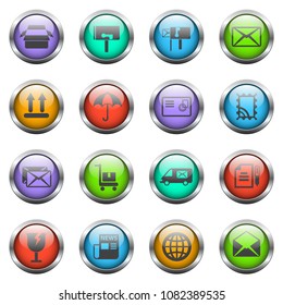 post service vector icons on color glass buttons