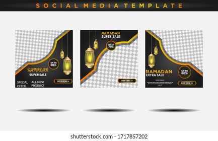 Post social media discount Ramadan templates. Ramadan selling banners on social media post templates. editable social media stories.fashion sale social media post design template Bundle Premium Vector