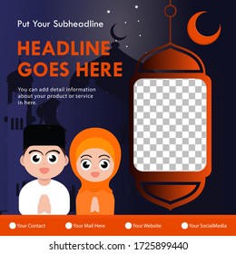 Post social media ramadan templates. Ramadan banner on social media post templates. Editable social media stories. Social media post design template.