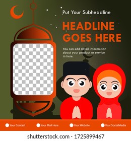 Post social media ramadan templates. Ramadan banner on social media post templates. Editable social media stories. Social media post design template.