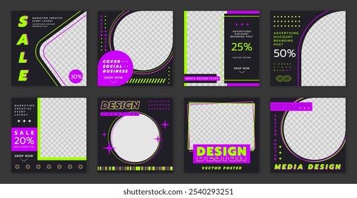 Post social media sale. Design discount poster, webinar and event for business conference. Digital flyer about corporate marketing. Layout seminar agency. Vector banner design with transparent layer