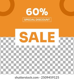 Post Square Template Instagram Facebook Social Media Offer Sale Discount Orange Color