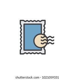 Post stamp filled outline icon, line vector sign, linear colorful pictogram isolated on white. Symbol, logo illustration. 