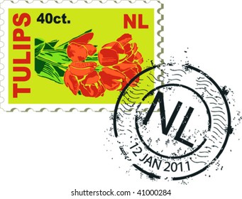 Post stamp and stamp from Holland