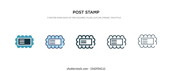 post stamp icon in different style vector illustration. two colored and black post stamp vector icons designed in filled, outline, line and stroke style can be used for web, mobile, ui