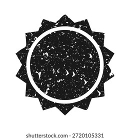 Post stamp, label or badge. Grunge imprint and postmark. Brown vintage circle postcard watermark. Used envelope design element. Vector illustration
