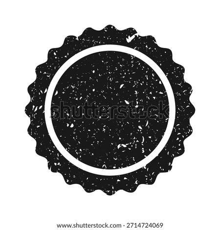 Post stamp, label or badge. Grunge imprint and postmark. Brown vintage circle postcard watermark. Used envelope design element. Vector illustration