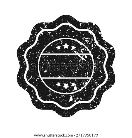 Post stamp, label or badge. Grunge imprint and postmark. Brown vintage circle postcard watermark. Used envelope design element. Vector illustration