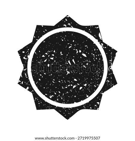 Post stamp, label or badge. Grunge imprint and postmark. Brown vintage circle postcard watermark. Used envelope design element. Vector illustration