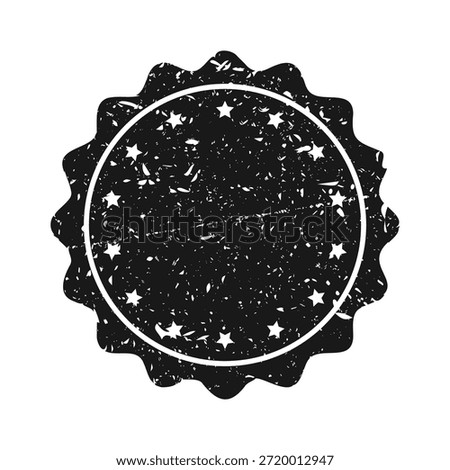 Post stamp, label or badge. Grunge imprint and postmark. Brown vintage circle postcard watermark. Used envelope design element. Vector illustration