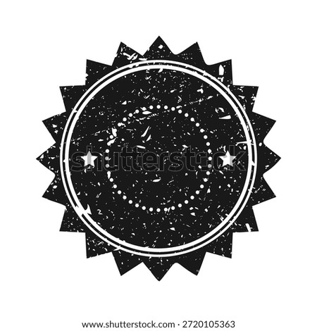 Post stamp, label or badge. Grunge imprint and postmark. Brown vintage circle postcard watermark. Used envelope design element. Vector illustration