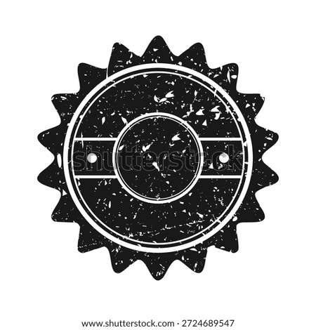 Post stamp, label or badge. Grunge imprint and postmark. Brown vintage circle postcard watermark. Used envelope design element. Vector illustration