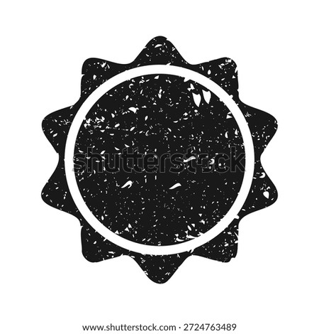 Post stamp, label or badge. Grunge imprint and postmark. Brown vintage circle postcard watermark. Used envelope design element. Vector illustration