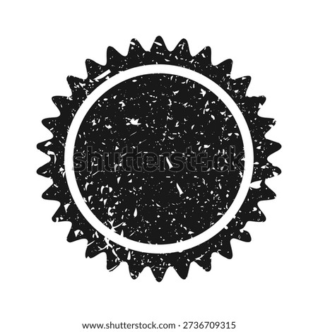 Post stamp, label or badge. Grunge imprint and postmark. Brown vintage circle postcard watermark. Used envelope design element. Vector illustration