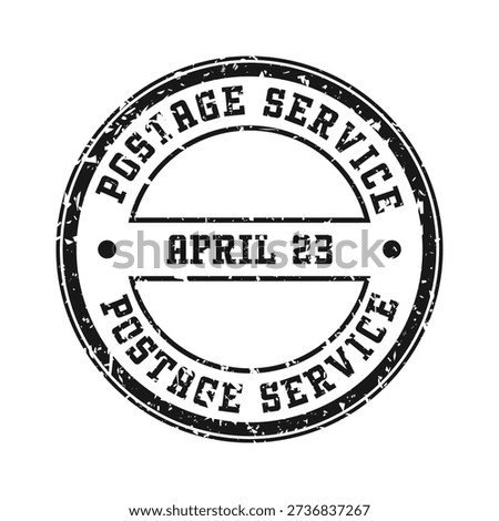 Post stamp, label or badge. Grunge imprint and postmark with text. Brown vintage circle postcard watermark. Used envelope design element. Vector illustration