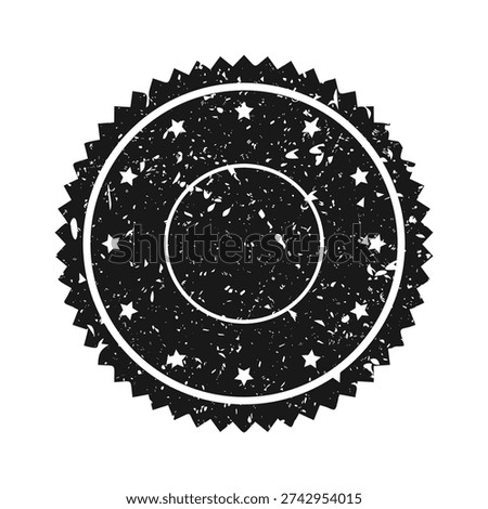 Post stamp, label or badge. Grunge imprint and postmark. Brown vintage circle postcard watermark. Used envelope design element. Vector illustration