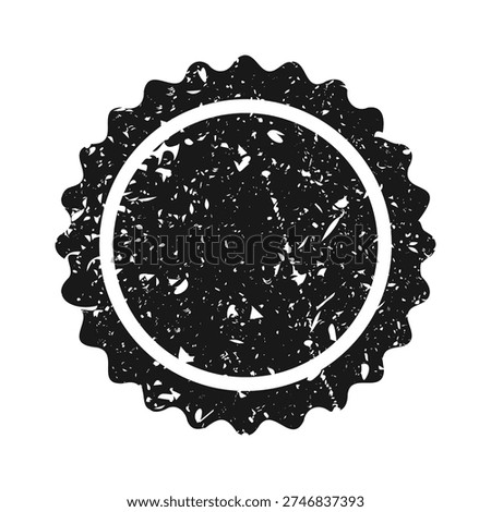 Post stamp, label or badge. Grunge imprint and postmark. Brown vintage circle postcard watermark. Used envelope design element. Vector illustration