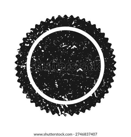 Post stamp, label or badge. Grunge imprint and postmark. Brown vintage circle postcard watermark. Used envelope design element. Vector illustration
