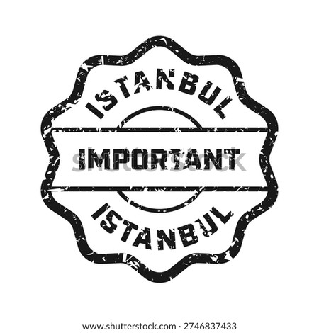 Post stamp, label or badge. Grunge imprint and postmark with text. Brown vintage circle postcard watermark. Used envelope design element. Vector illustration
