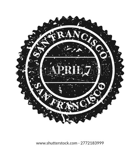 Post stamp, label or badge. Grunge imprint and postmark with text. Brown vintage circle postcard watermark. Used envelope design element. Vector illustration