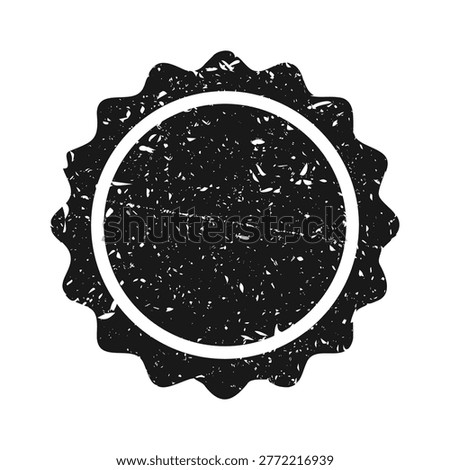 Post stamp, label or badge. Grunge imprint and postmark. Brown vintage circle postcard watermark. Used envelope design element. Vector illustration