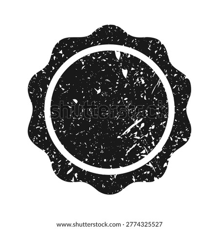Post stamp, label or badge. Grunge imprint and postmark. Brown vintage circle postcard watermark. Used envelope design element. Vector illustration