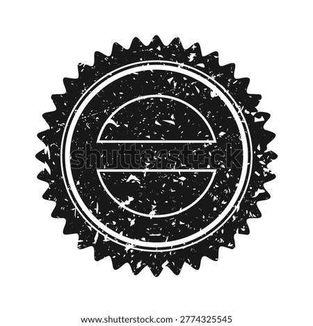 Post stamp, label or badge. Grunge imprint and postmark. Brown vintage circle postcard watermark. Used envelope design element. Vector illustration