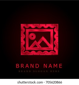 Post stamp red chromium metallic logo