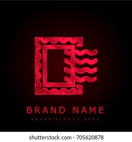 Post stamp red chromium metallic logo
