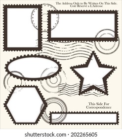 Post stamp set, vector illustration