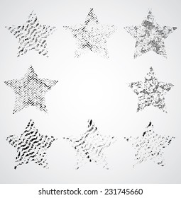 Post Stamp in Star Form Collection . Vector Illustration 