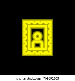 Post stamp yellow glowing neon ui ux icon. Glowing sign logo vector