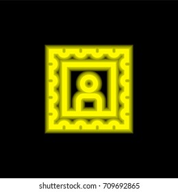 Post stamp yellow glowing neon ui ux icon. Glowing sign logo vector