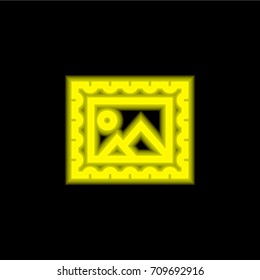 Post stamp yellow glowing neon ui ux icon. Glowing sign logo vector