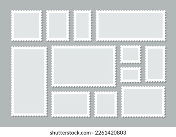 Premium Vector  Paper postmarks triangular perforated labels set empty postal  stamp post frames postagestamps for mail letter