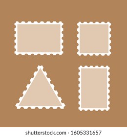Post stamps vector icons on brown background