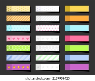 Post stickers isolated on transparent background. Colored sticky stickers. Vector color sticky tapes with shadow pattern. Black background