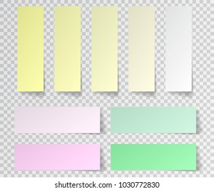 Post sticky note isolated. Set of paper stickers with shadow on transparent background. Vector illustration. 