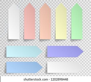 Post sticky note isolated. Set of paper stickers with shadow on transparent background. Vector illustration.