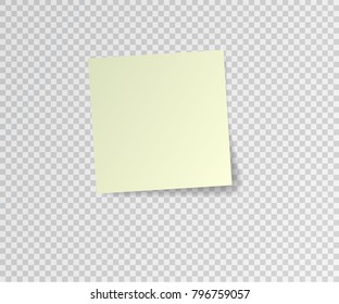 Post sticky note. Yellow vector illustration. 