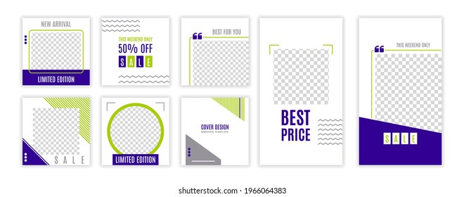 Post and stories template set for social media. Design backgrounds layout for promotion for social networks