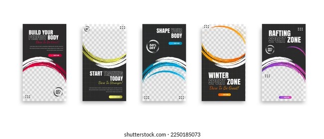 post and story fitness training social media template. social banner for promotion your product